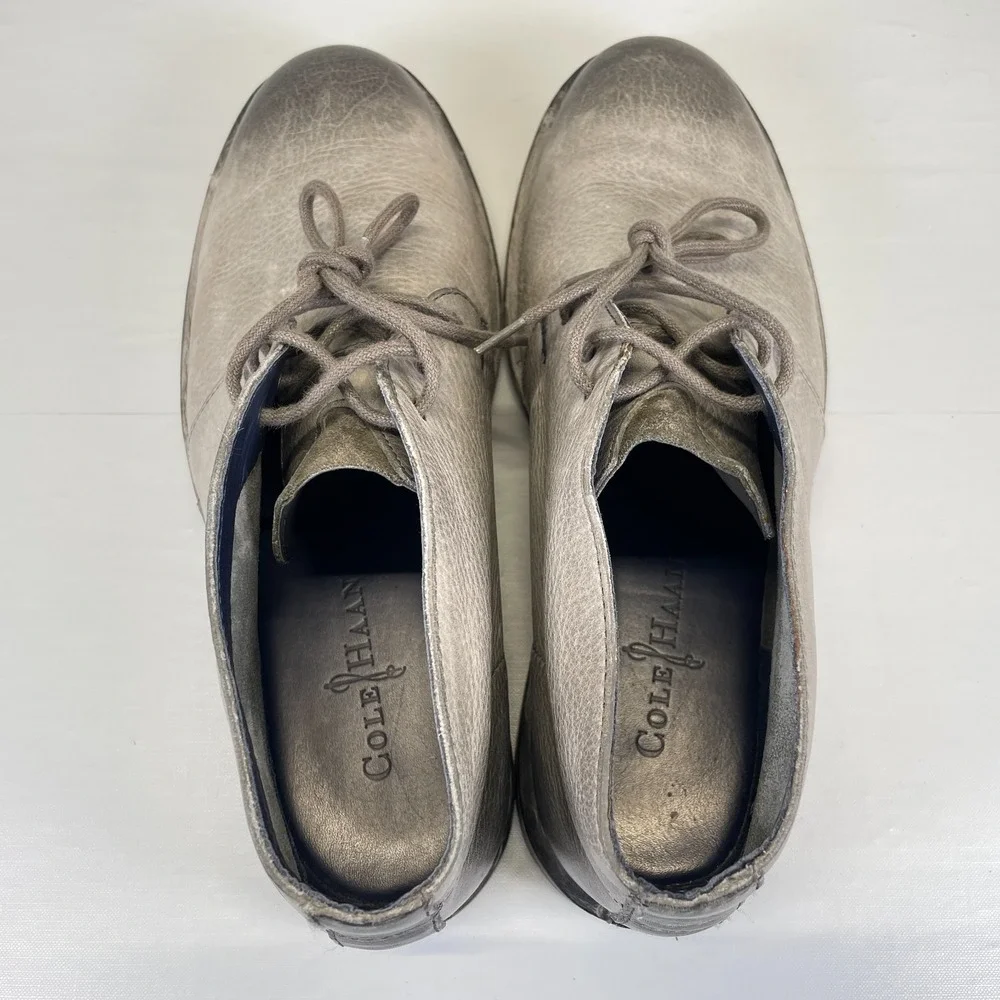 Cole Haan Glenn Chukka Boots Mens Size 9 M Gray Leather Burnished Desert Shoes
